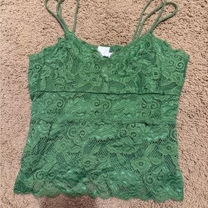 Stylish Green Lace Camisole for Women